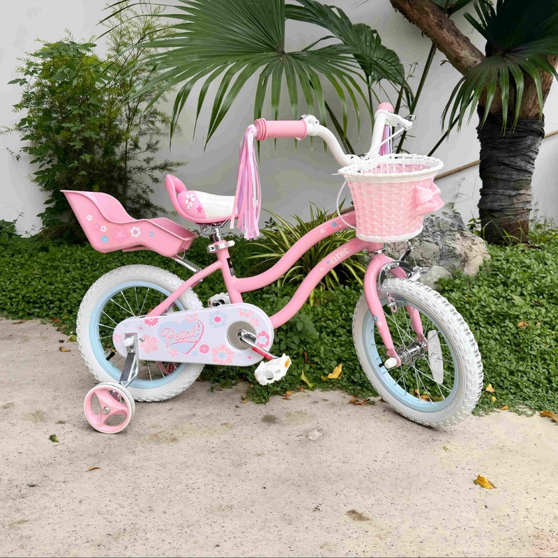 Glerc Petal Girls Bike, 12 Inch Kids Bike for Ages 2-4 Years Old, Princess Style Toddler Bike with Training Wheels & Basket & Streamers, Pink - Image 5