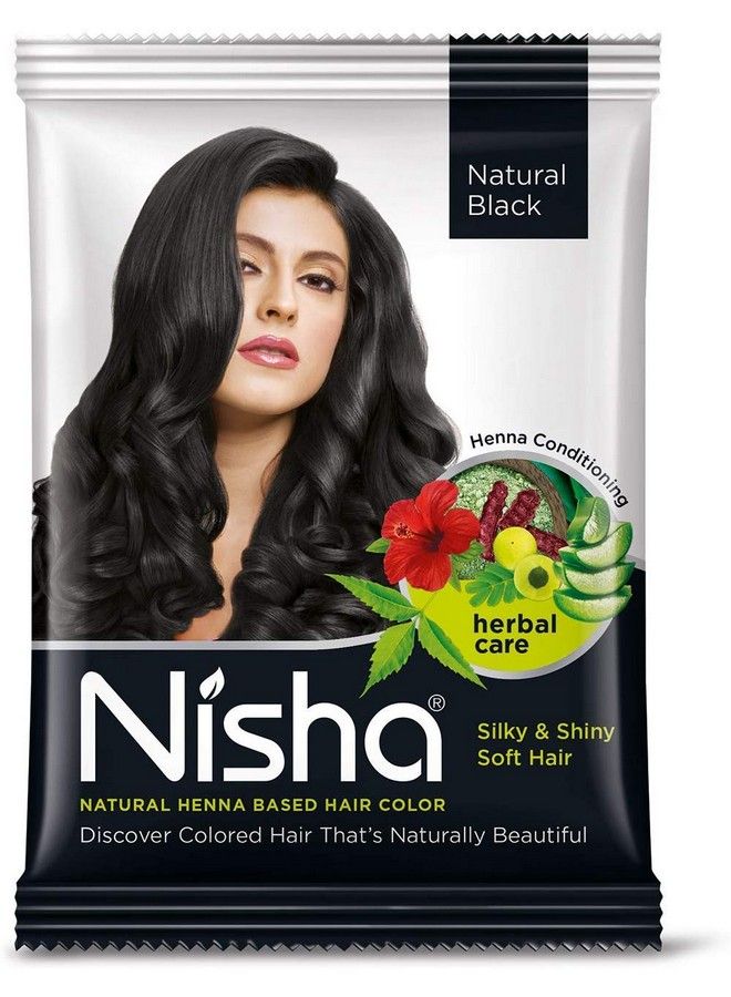 Nisha Natural Henna Based Hair Color Henna Conditioning Herbal Care Silky & Shiny Soft Hair 10G Each (Natural Black Pack Of 10) - Image 2