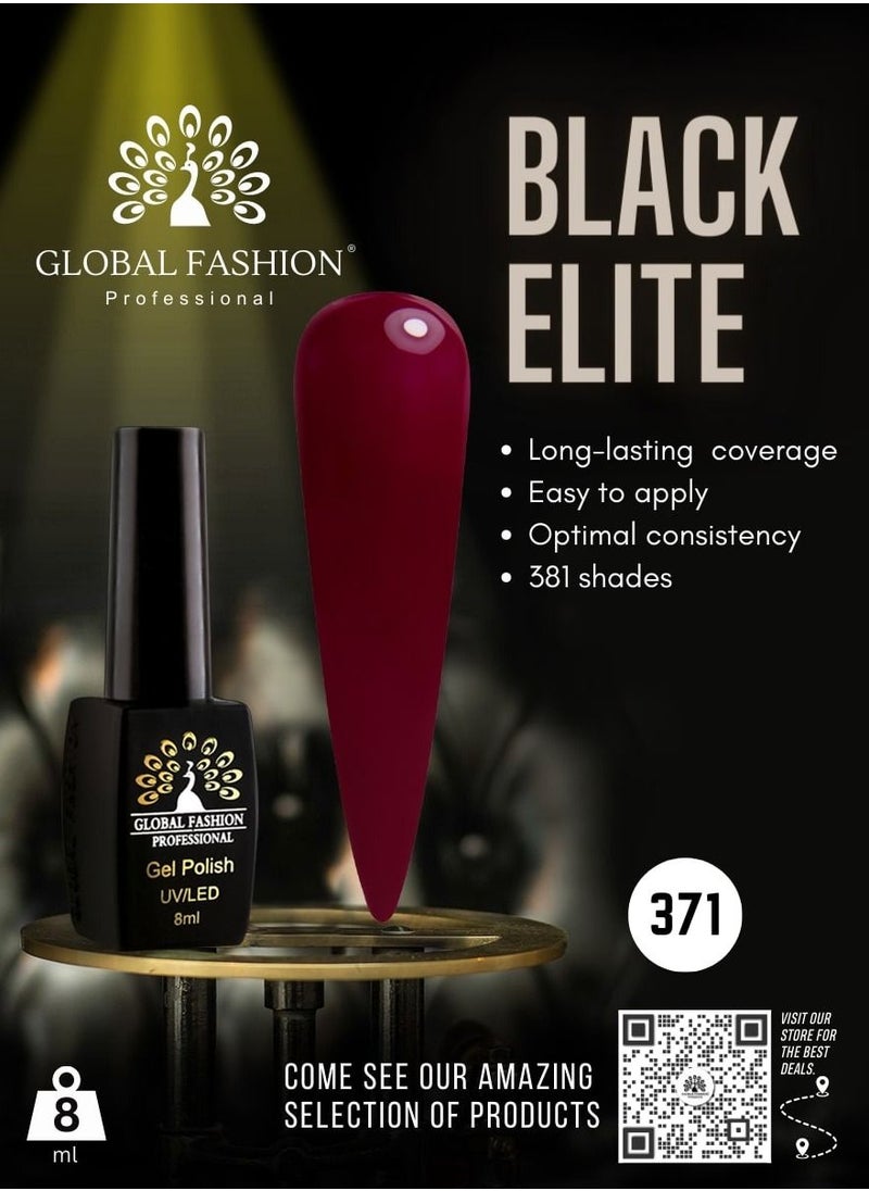 GLOBAL FASHION Global Fashion Black Elite Gel Polish | 132 Colors of Long-Lasting Elegance - 8ml | 371  - Image 2