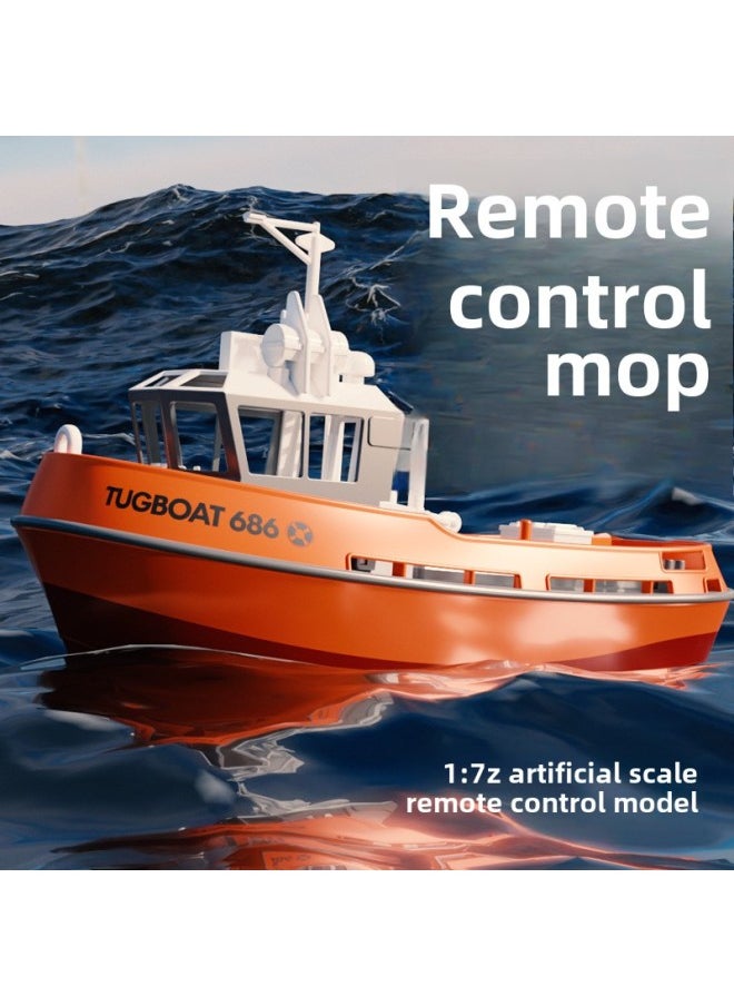 Generic - TX686 Remote Control Boat 1:72 Full-scale Simulation Tugboat 686 Dual-motor Port Operation Small Tugboat RC Model-Color: Tugboat-Specifications:1:72 - Image 1