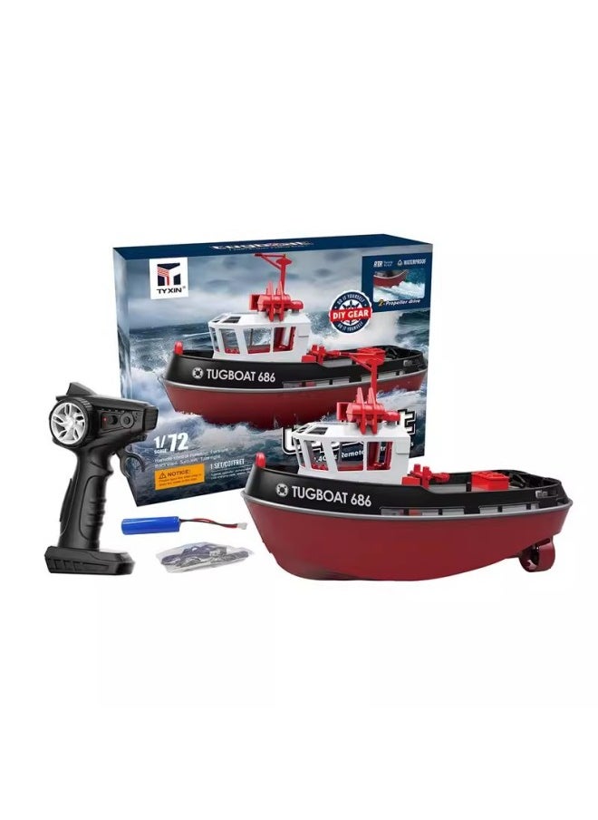 Generic - TX686 Remote Control Boat 1:72 Full-scale Simulation Tugboat 686 Dual-motor Port Operation Small Tugboat RC Model-Color: Tugboat-Specifications:1:72 - Image 1