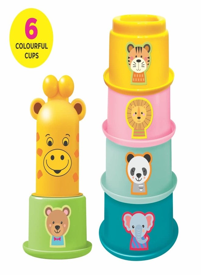 toymate Giraffe N Friends Nesting & Stacking Cups for Toddlers 12-36 Months | 6 Colorful Animal Cups | Educational Learning Toy | Develops Motor Skills | Toys for 1+ Year Old Boys & Girls - Image 3