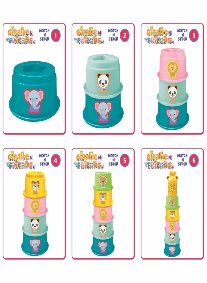 toymate Giraffe N Friends Nesting & Stacking Cups for Toddlers 12-36 Months | 6 Colorful Animal Cups | Educational Learning Toy | Develops Motor Skills | Toys for 1+ Year Old Boys & Girls - Image 2