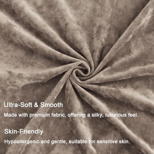 LR Rocaloca Greek Velvet Euro Sham Covers Set of 2 26x26 Luxury Soft Solid Pillow Covers for Living Room Bedroom Yard,Brown - Image 2