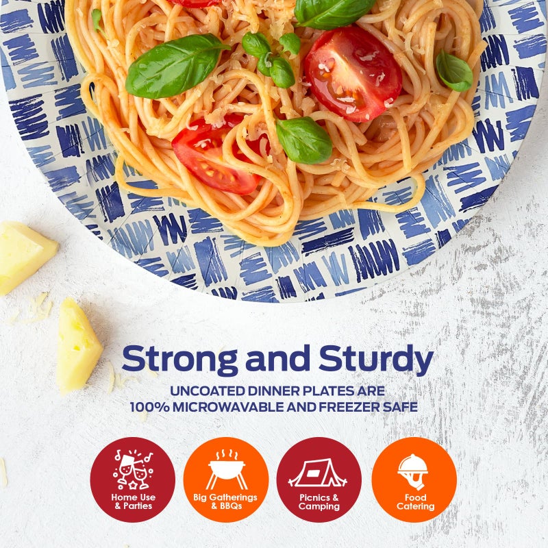 PAMI Blue Paper Bowls 12 Oz Pack of 200, Heavy Duty Disposable Microwave Safe Oil Water Cut Resistant Paper Plates and Bowls - Image 3