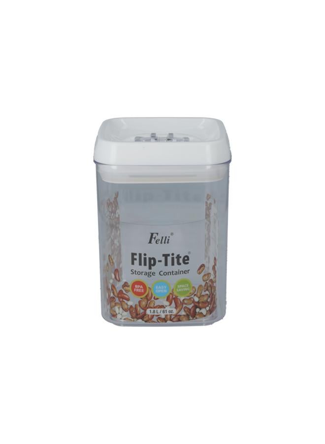 Felli Flip-Tite Rectangular Food Storage Container Clear and White 1.8 Liter - Image 1