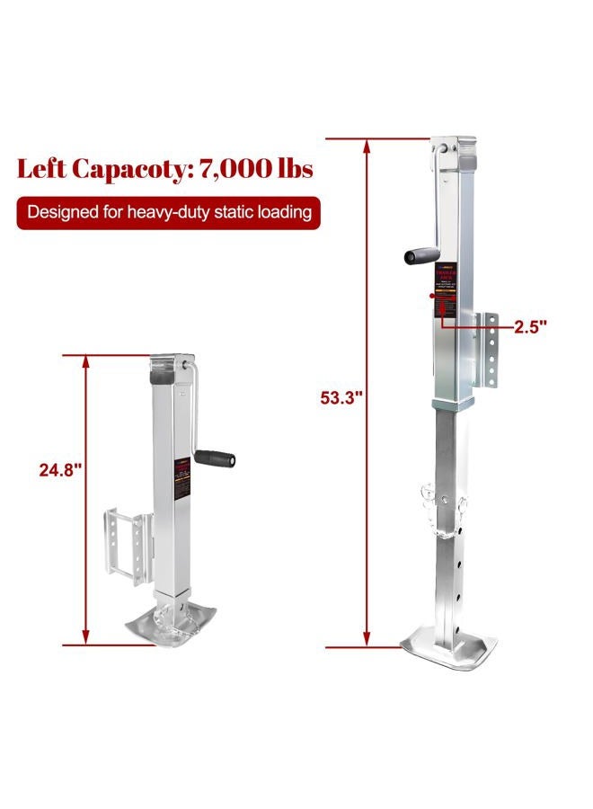 NBJINGYI Heavy Duty Trailer Jack Lift 7000lb Support 8000lb 28.6" Adjustable Height, 5-Position Drop Leg with Bolt-on mounting Hardware Side Wind Handle & Foot Plate, Zinc Coating - Image 2