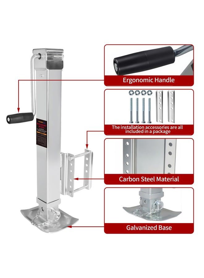NBJINGYI Heavy Duty Trailer Jack Lift 7000lb Support 8000lb 28.6" Adjustable Height, 5-Position Drop Leg with Bolt-on mounting Hardware Side Wind Handle & Foot Plate, Zinc Coating - Image 3