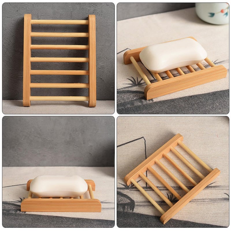 Wooden Soap Holder with Drainage Tray for Bathroom Sink and Shower Storage Organizer - Image 4