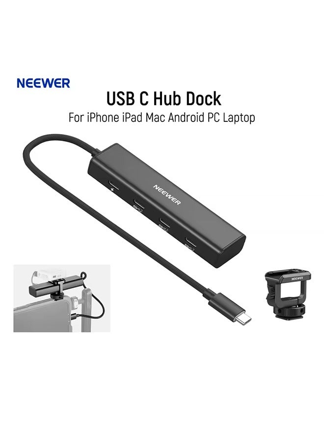 NEEWER USB C Hub Dock with Cold Shoe Adapter, 4 in 1 Multiport Adapter Dongle For iPhone 16 15 iPad Mac Android PC Laptop - Image 1