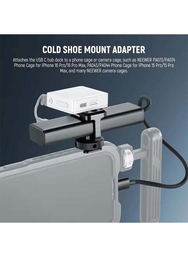 NEEWER USB C Hub Dock with Cold Shoe Adapter, 4 in 1 Multiport Adapter Dongle For iPhone 16 15 iPad Mac Android PC Laptop - Image 5