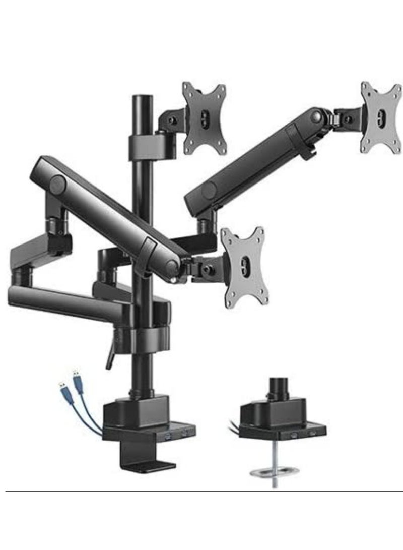 Adjustable 3 Monitor Arm Desk Stand with USB Ports 32 Inch - Image 1