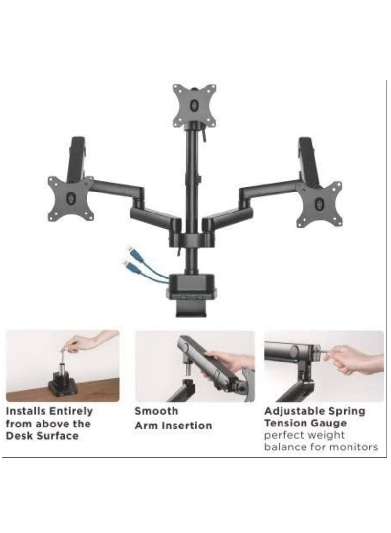 Adjustable 3 Monitor Arm Desk Stand with USB Ports 32 Inch - Image 2
