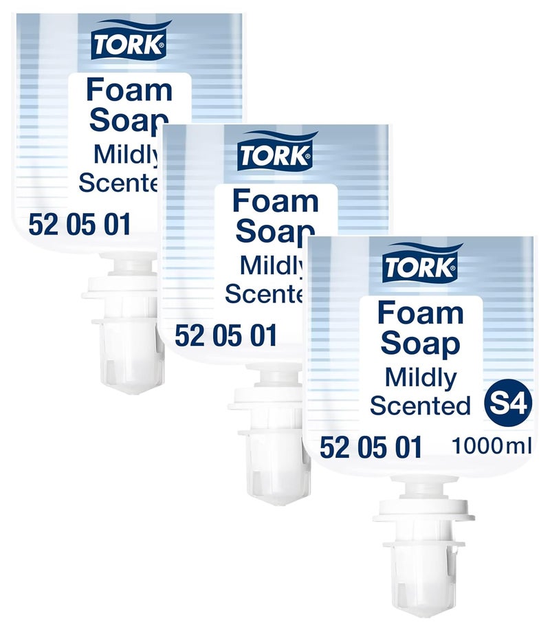 Tork Mild Foam Soap 520501 Skinfriendly Allpurpose Soap for S4 Dispenser Systems Premium Quality Fresh Fragrance 1 x 1000 ml Pack of 3
