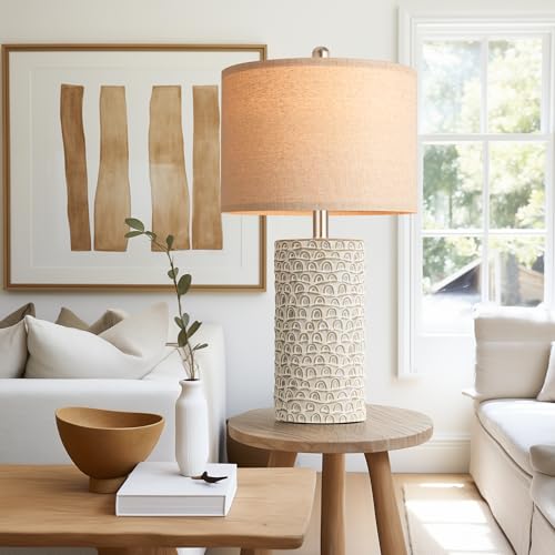 PARTPHONER 23" Modern Ceramic Table Lamp Set of 2, Table Lamps for Living Room, Rustic Farmhouse Bedside Lamps Nightstand lamp for Bedroom, Desk Lamp for End Table Home Decor Grey Shabby Chic White - Image 5