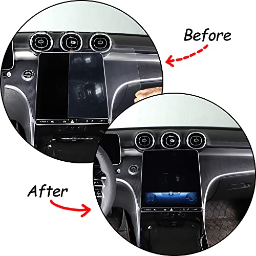 TINKI Car Dashboard Tempered Film Compatible for Mercedes-Benz W206 C-Class C200 C300 2022 2023 Navigation Screen Tempered Film Interior Accessories (Toughened Glass, For Navigation Screen) - Image 2