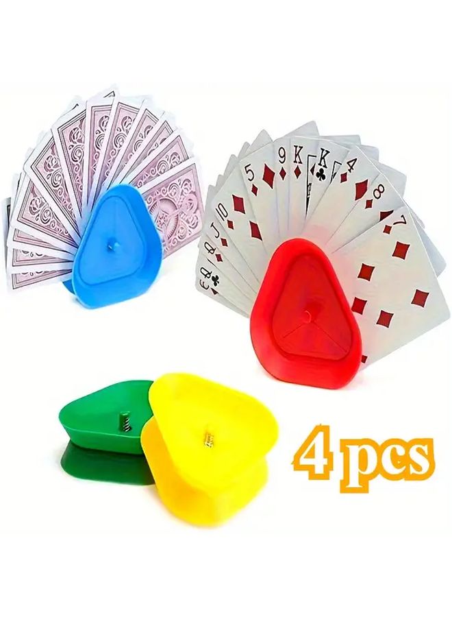 4 Pcs Triangle Card Holders Set Colorful Heavy Duty Plastic Construction Sturdy Base Color Coded Sides Hands Free Poker Board Game Accessories Compact Stackable Design With Individual Slots For Easy Access Ideal Gift For Christmas Game Nights - Image 1
