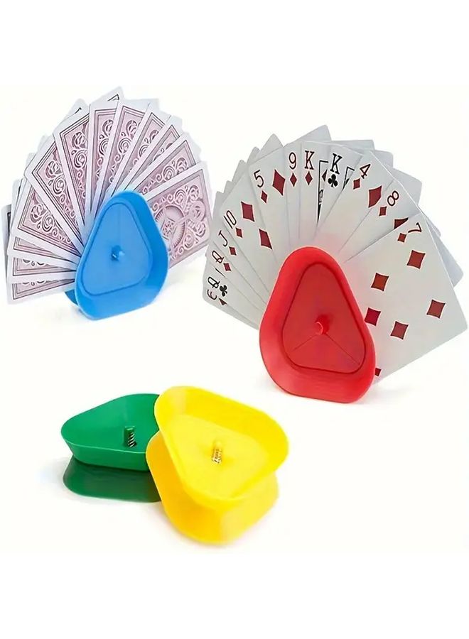 4 Pcs Triangle Card Holders Set Colorful Heavy Duty Plastic Construction Sturdy Base Color Coded Sides Hands Free Poker Board Game Accessories Compact Stackable Design With Individual Slots For Easy Access Ideal Gift For Christmas Game Nights - Image 2