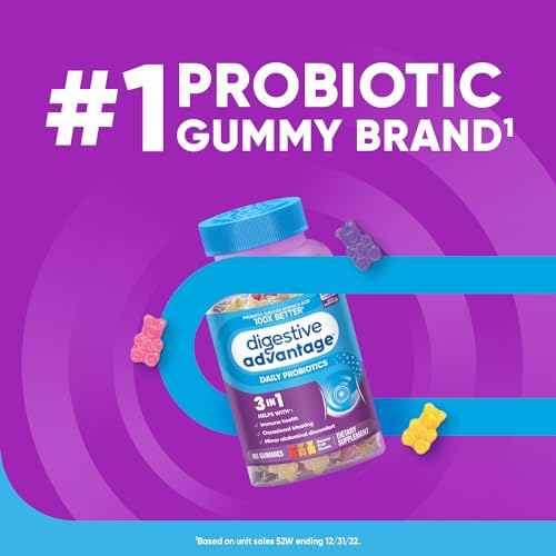 Digestive Advantage Daily Probiotic Gummies for Digestive Health, Gut Health & Immune Support, Probiotics for Men and Women (80ct) - Delicious Natural Fruit Flavor* (Pack of 2) - Image 4