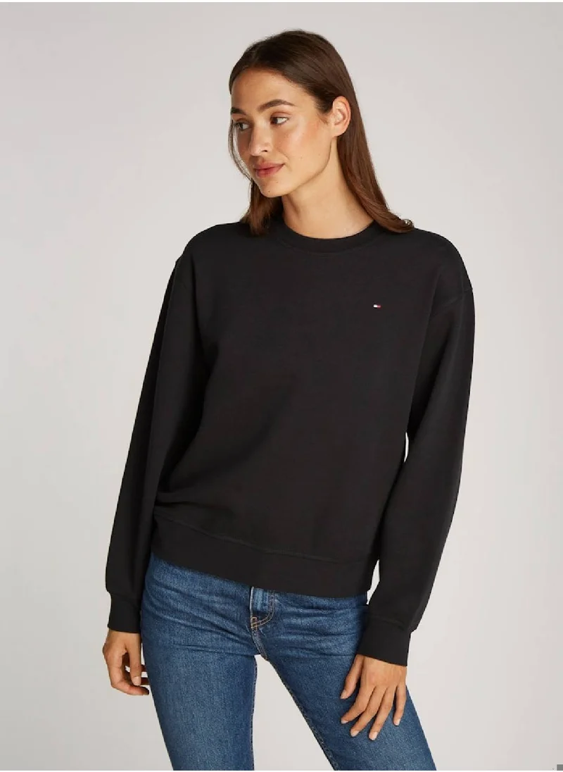 TOMMY HILFIGER Women's Flag Sweatshirt - Cotton, Black