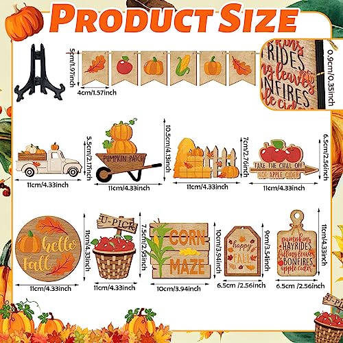 BBTO Set of 15 Thanksgiving Fall Tiered Tray Decor Pumpkins Farmhouse Decor Autumn Maple Leaf Table Centerpieces Harvest Wood Blocks Signs for HomeHarvest Style - Image 3