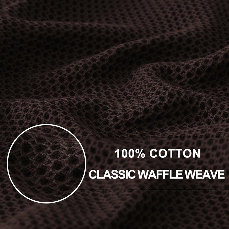 Homaxy 100% Cotton Waffle Weave Kitchen Dish Towels, Ultra Soft Absorbent Quick Drying Cleaning Towel, 13 x 28 Inches, 6-Pack, Dark Brown - Image 2