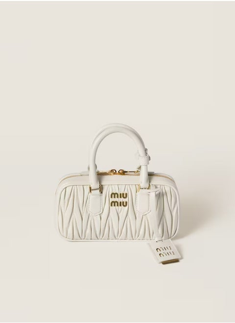 MIU Arcadie Top Handle Bag in Matelassé Nappa Leather Crossbody Shoulder