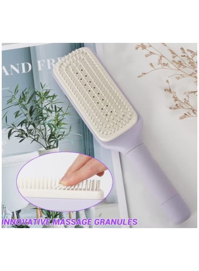"Self-Cleaning Detangling Hair Brush for Women and Men – Organic Hairbrush Without Pulling, Professional Detangling Brush for Wet and Dry Hair, Ideal for Curly and Straight Hair, Rotating Hairbrush with a Detachable Rotating Shaft for Removing Knots and Tangles for All Hair Types Including Hair Extensions – Brush for Dry and Wet Use (Multiple Colors Available)." - Image 3