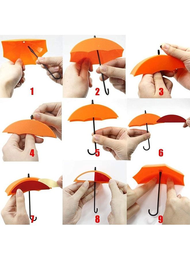 6PCS Colorful Umbrella Key Hooks, Adhesive Wall Hooks, Wall Rack Decorative, Key Holder, Key Organizer for Keys, Jewelry and Other Small Items  - Image 4
