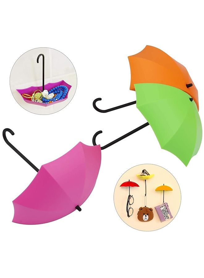 6PCS Colorful Umbrella Key Hooks, Adhesive Wall Hooks, Wall Rack Decorative, Key Holder, Key Organizer for Keys, Jewelry and Other Small Items  - Image 2
