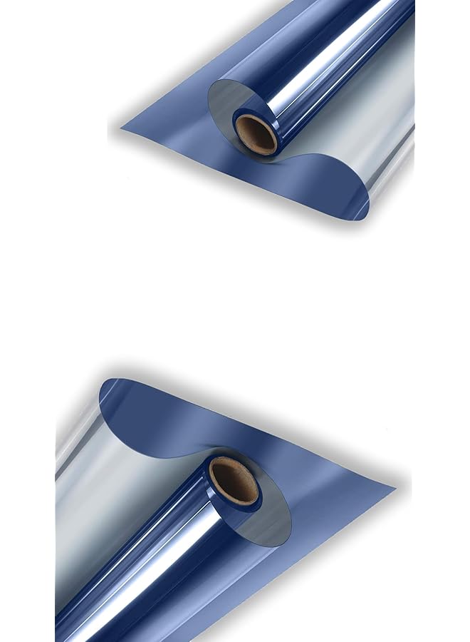 The Bros Premium Blue Daytime Privacy Window Film - Non-Adhesive Reflective Mirror Tint for Home and Office - Sun Blocking Glass Film - Size: 23.6x39.4 inches - Image 1