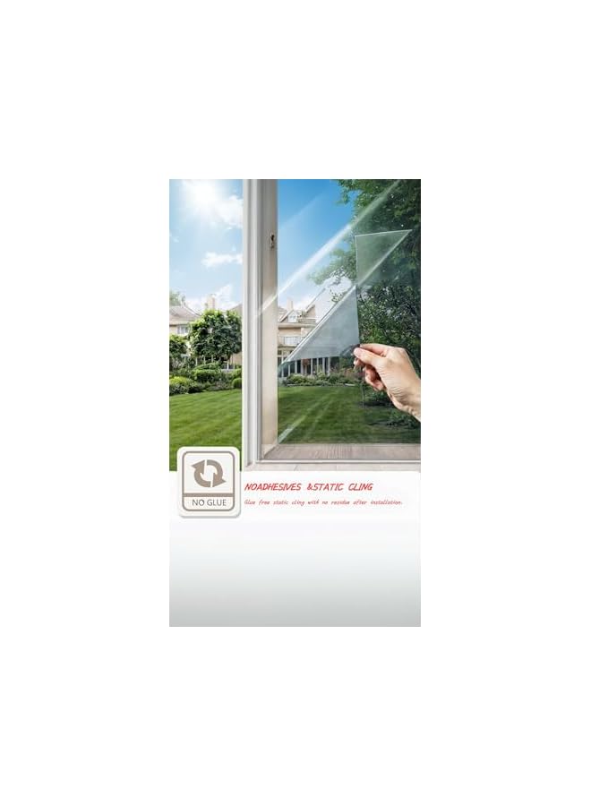 The Bros Premium Blue Daytime Privacy Window Film - Non-Adhesive Reflective Mirror Tint for Home and Office - Sun Blocking Glass Film - Size: 23.6x39.4 inches - Image 2