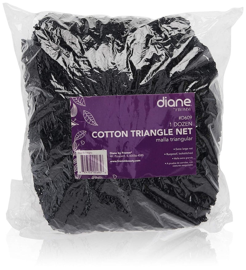 Diane Extra Large Cotton Triangle Hair Net for Salons Home Styling Curl Setting Securing Hair in Place and Protecting Hair While Drying or Sleeping 12 Pack - Image 1
