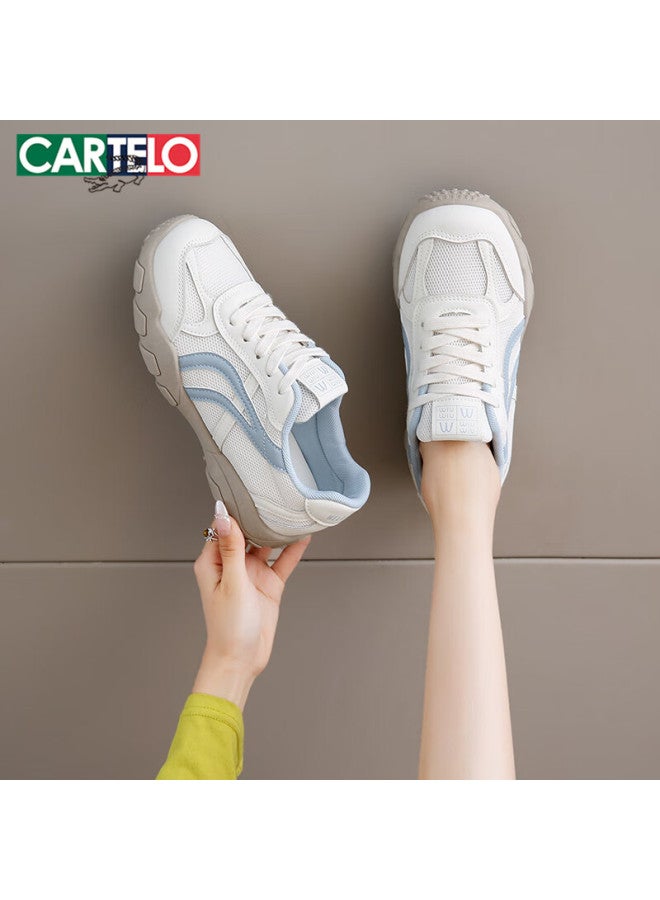 Cartelo Crocodile Women's Casual Lightweight Spring Sports Shoes Versatile Sneakers 1612 Light Blue Size 38 - Image 3