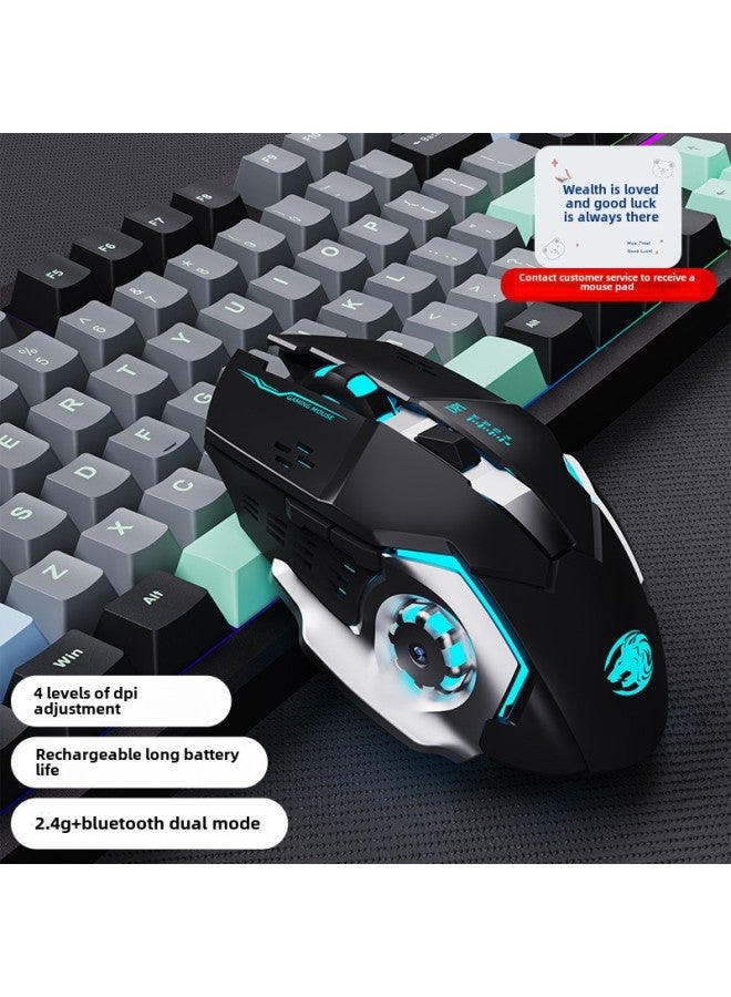 Forerunner Wired Game Mouse Mute Mechanical Macro Electric Competition Wireless Female Office Bluetooth Computer High Color Value-Color:Technology Black 【silent Rechargeable-bluetooth Dual Mode】 Upg - Image 1