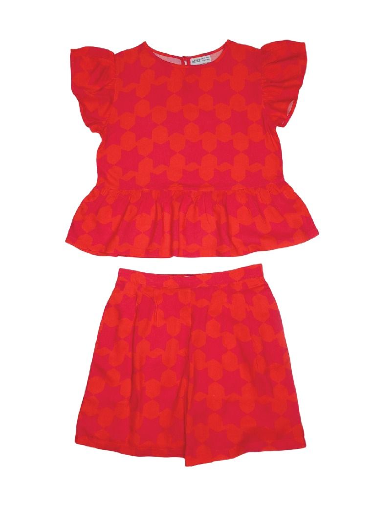 AIKO - Girls Rayon Top and Shorts Set with Cute Star Design 7-8Years - Image 1