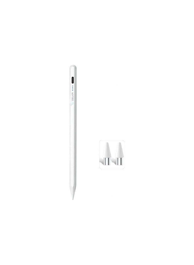Universal Active Stylus Pen for Tablets – Quick Charge, Palm Rejection, Tilt Sensor, Extra Nib – White