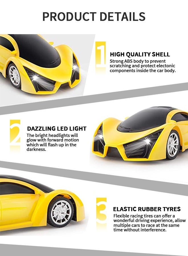 ميكسد USB قابلة لإعادة الشحن سيارات التحكم عن بعد - 1:16 سيارة سيارة نموذجية لعبة سباق رياضية كهربائية ، سيارة RC 2.4 جيجا هرتز مع ضوء للأطفال والكبار والفتيات والفتيان أفكار عطلة هدية - أصفر - Image 2
