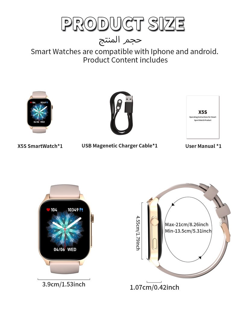 WAPIK - Korean Brand X5S Smart Watch,Business Smartwatch,Waterproof Fitness Watch, Bluetooth Calling,Smart Watch For Men, Zinc Alloy Vacuum Plating, Heart Rate Monitoring,Smartwatch for Women - Image 1