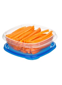 sistema Sistema Takealongs Square food storage, Clear with blue lid, 669ML, Pack of 4, Phthlate & BPA free and Dishwasher & Microwave Safe.  - Image 4