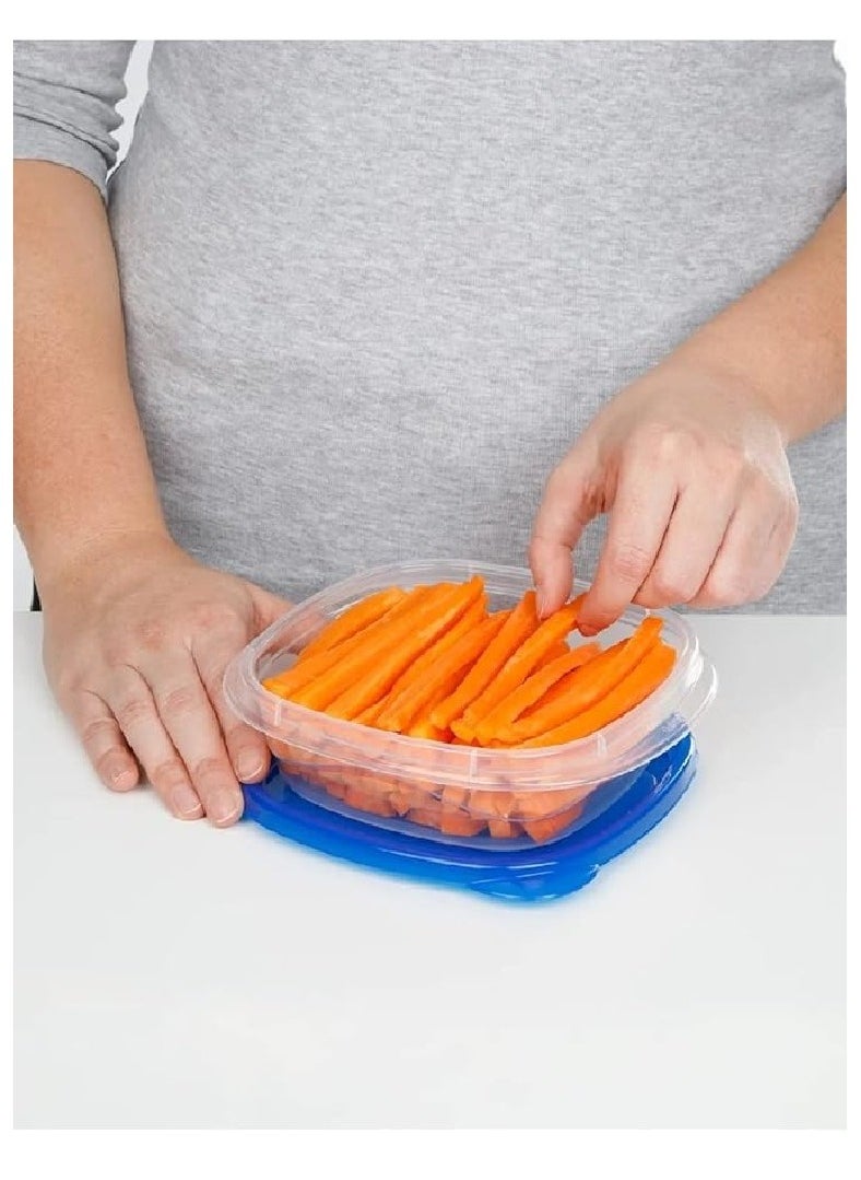 sistema - Sistema Takealongs Square food storage, Clear with blue lid, 669ML, Pack of 4, Phthlate & BPA free and Dishwasher & Microwave Safe. - Image 1