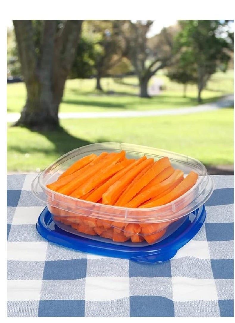 sistema - Sistema Takealongs Square food storage, Clear with blue lid, 669ML, Pack of 4, Phthlate & BPA free and Dishwasher & Microwave Safe. - Image 1