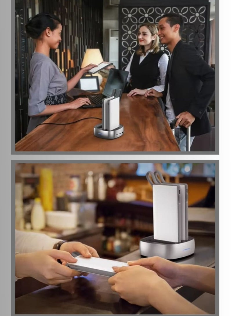 WST 3-Pack Portable Ultra Slim Power Banks, 10000 mAh Each, LED Digital Display PD Fast Charging, Shared Charging Dock Station for Home, Cafe, Office, Hotel, Restaurant, etc. (Color: White) - Image 3