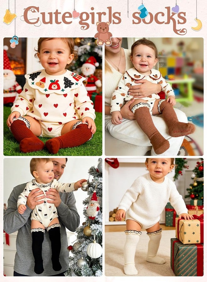 Urieo Baby Girls Knee High Socks Toddler Long Ruffle Socks Dress Uniform Stockings - Image 2