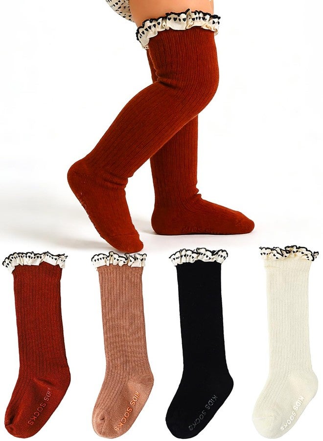 Urieo Baby Girls Knee High Socks Toddler Long Ruffle Socks Dress Uniform Stockings - Image 1