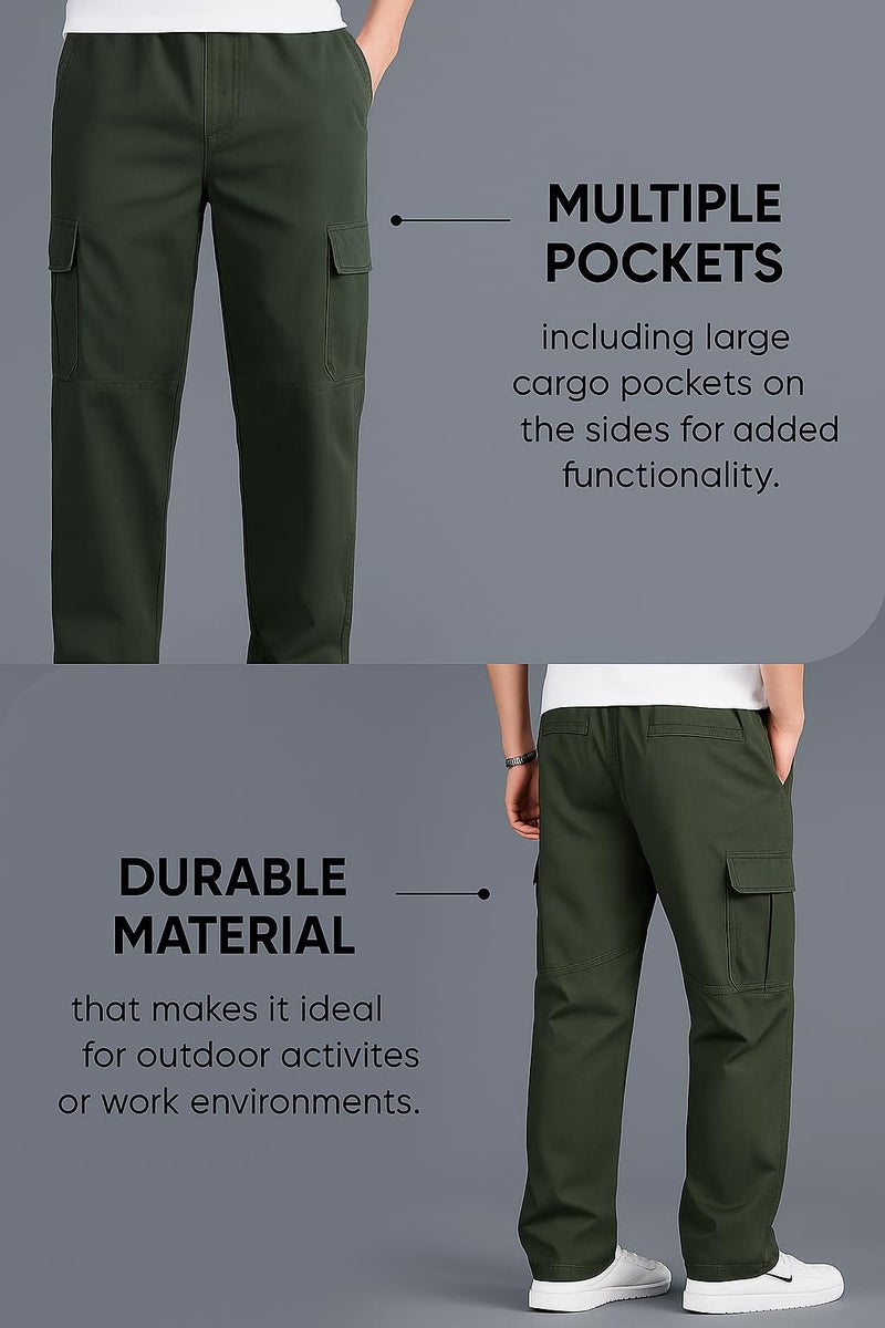 Lymio Men Cargo || Cotton Cargo Pants for Men (119-Green-2XL) - Image 2