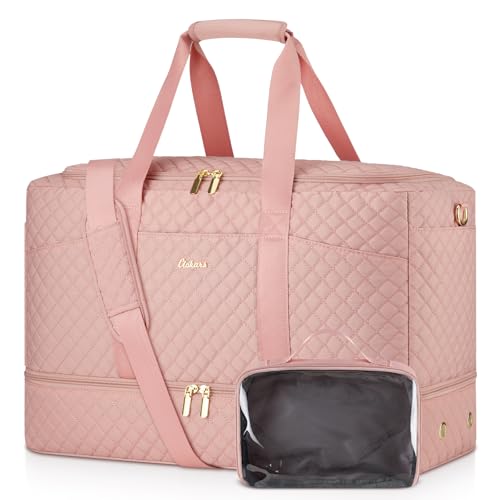 CLOKARS Duffle Bag for Travel, Weekender Bag with Shoe Compartment, Carry On Overnight Bag for Women with Toiletry Bag Duffel Bags with Wet Pocket for Gym Hospital Bags for Labor and Delivery Pink - Image 1