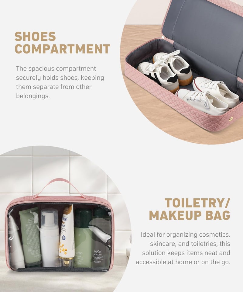 CLOKARS Duffle Bag for Travel, Weekender Bag with Shoe Compartment, Carry On Overnight Bag for Women with Toiletry Bag Duffel Bags with Wet Pocket for Gym Hospital Bags for Labor and Delivery Pink - Image 3