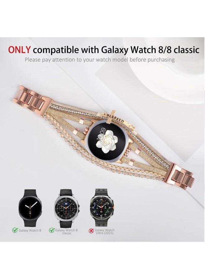 Fancywrist Boho Leather Bracelet for Samsung Galaxy Watch 8/7/6/5/4 Band 40 44mm Women, 20mm Cute Multilayer Adjustable Strap for Galaxy Watch 8 Classic 6 4 Classic 43mm 47mm 42mm 46mm/Watch 5 Pro 45mm /Active2 - Image 4
