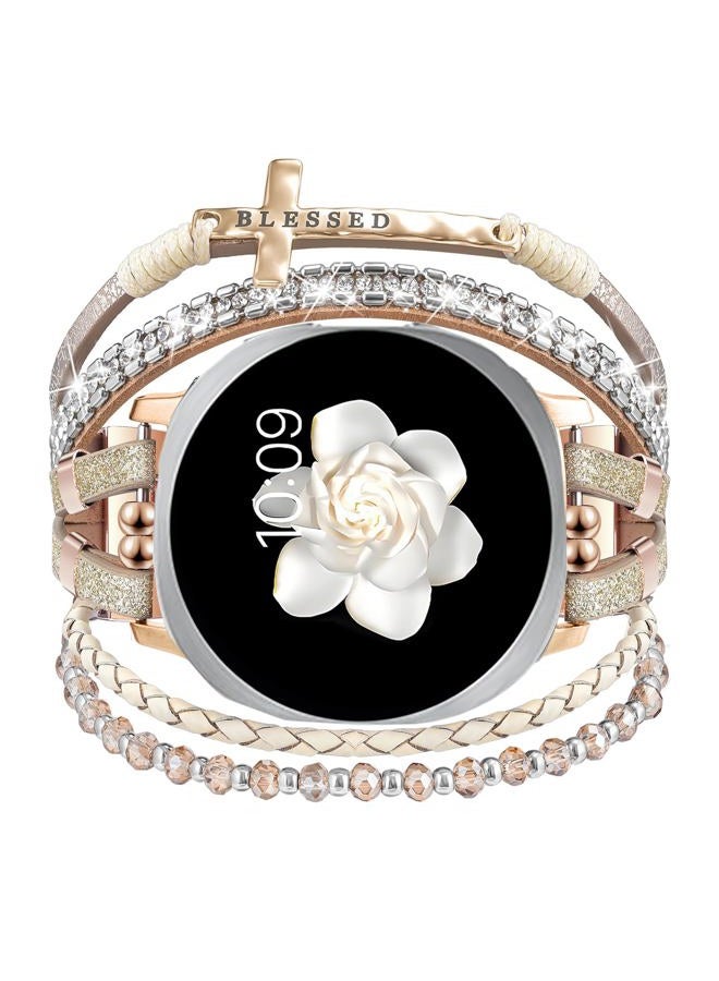 Fancywrist Boho Leather Bracelet for Samsung Galaxy Watch 8/7/6/5/4 Band 40 44mm Women, 20mm Cute Multilayer Adjustable Strap for Galaxy Watch 8 Classic 6 4 Classic 43mm 47mm 42mm 46mm/Watch 5 Pro 45mm /Active2 - Image 1